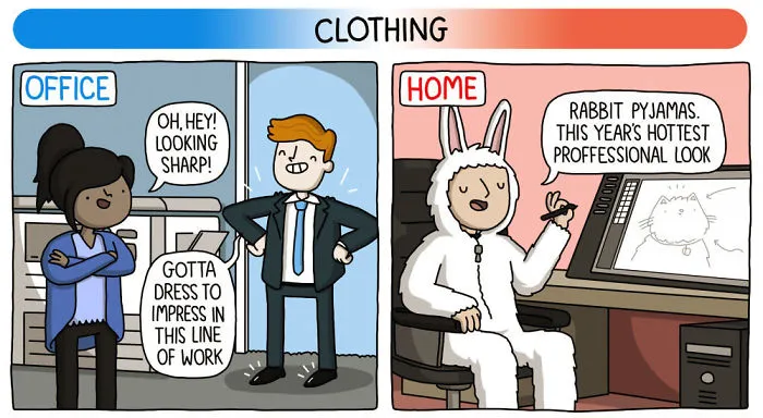 The Differences Of Working From Home Vs Working At An Office Hilariously Explained In 8 Comics
