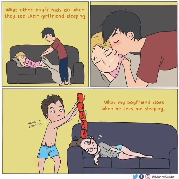 Artist Illustrates Everyday Life With Her Boyfriend And A Cat In 42 Funny Comics