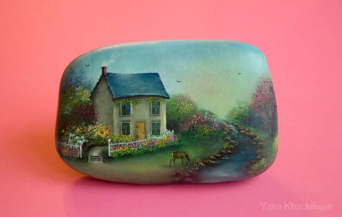 I Create Fairy Worlds Of Miniature Paintings On Stones