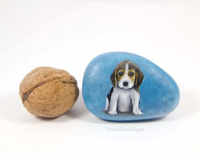 I Paint Miniature Pet Portraits On Stones Which Touch My Heart Every Single Time