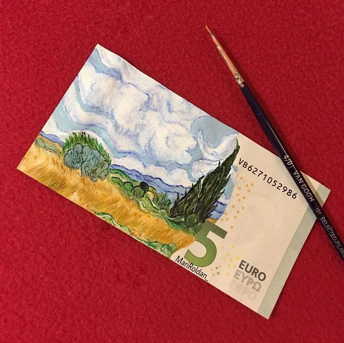 Artist Recreates Famous Paintings Using Money As Her Canvas