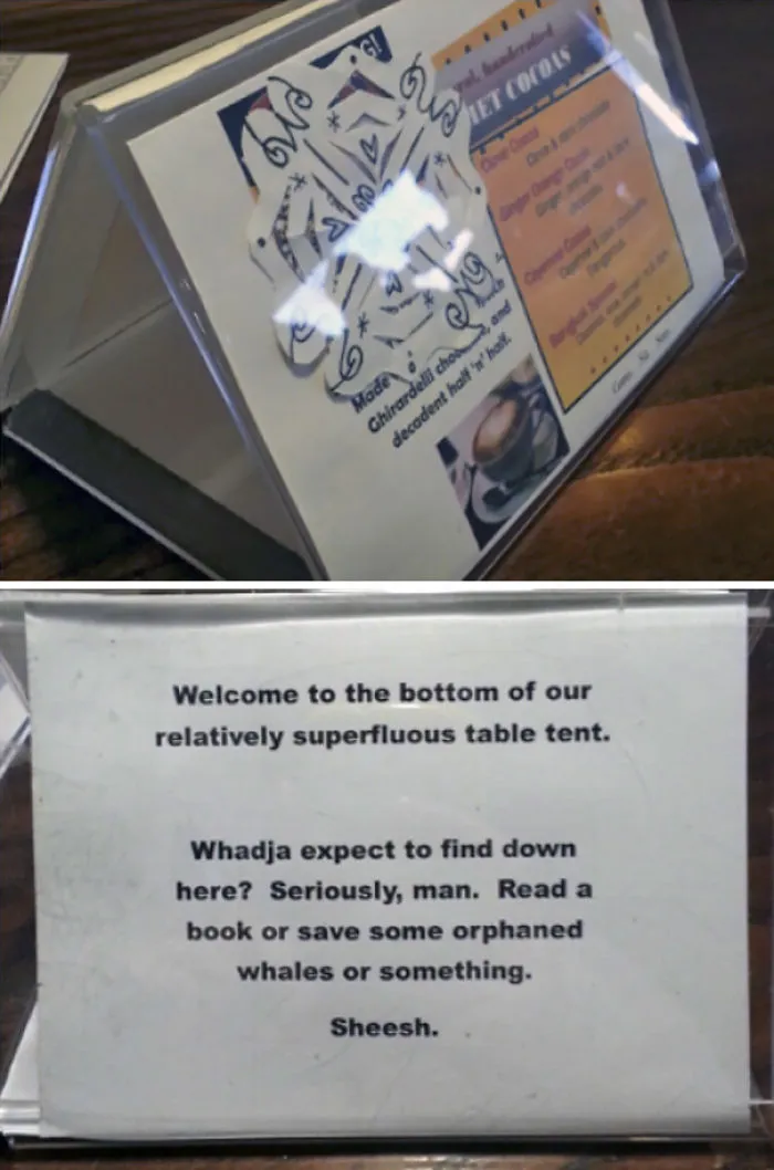 Was Sitting At My Local Coffee Shop And Randomly Decided To Flip Over The Plastic Triangle Menu They Have On All The Tables