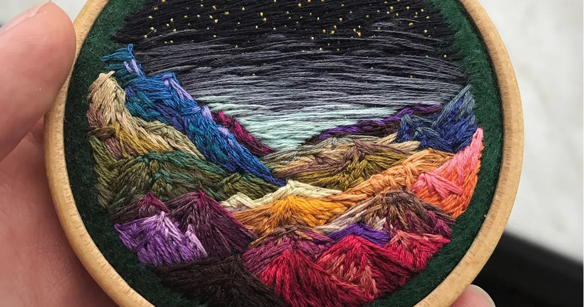 Esta bordadora usa hilo en vez de pintura para crear increíbles escenas de paisajes