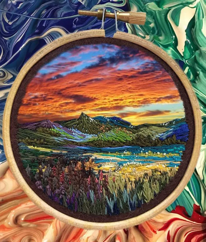 This Embroidery Artist Uses Thread Instead Of Paint To Create Amazing Landscape Scenes