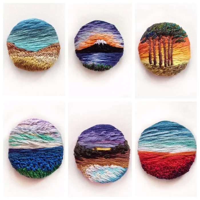 Esta bordadora usa hilo en vez de pintura para crear increíbles escenas de paisajes