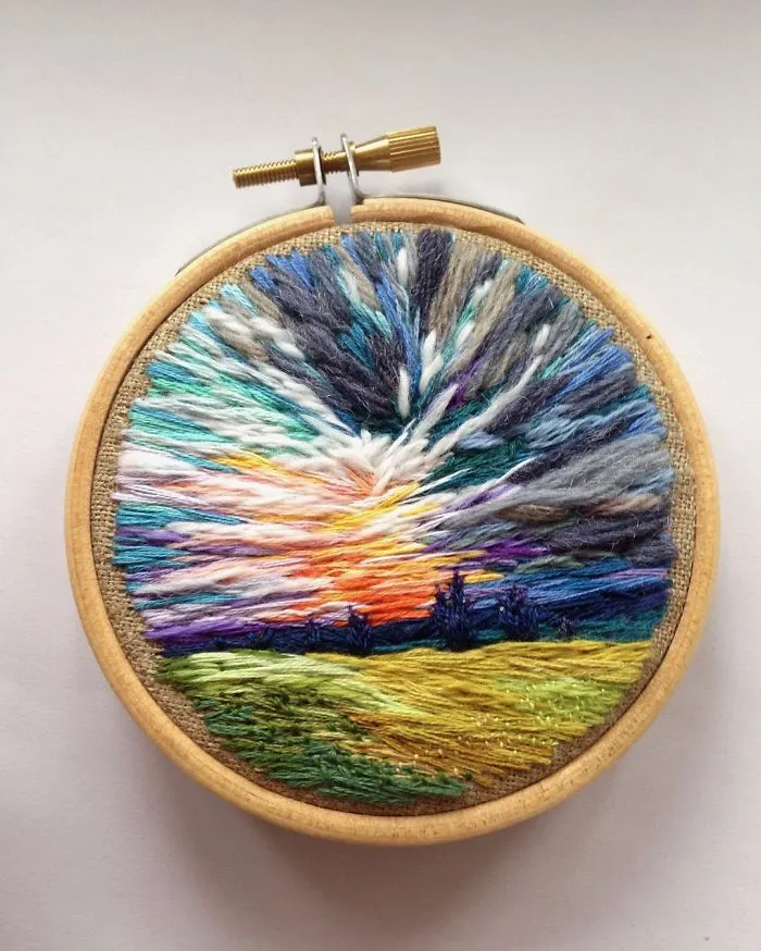 This Embroidery Artist Uses Thread Instead Of Paint To Create Amazing Landscape Scenes