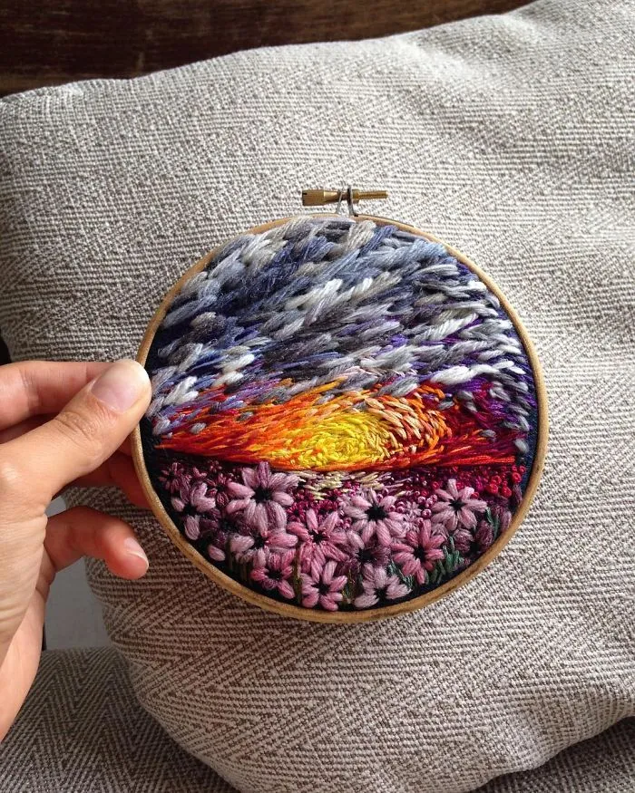 This Embroidery Artist Uses Thread Instead Of Paint To Create Amazing Landscape Scenes