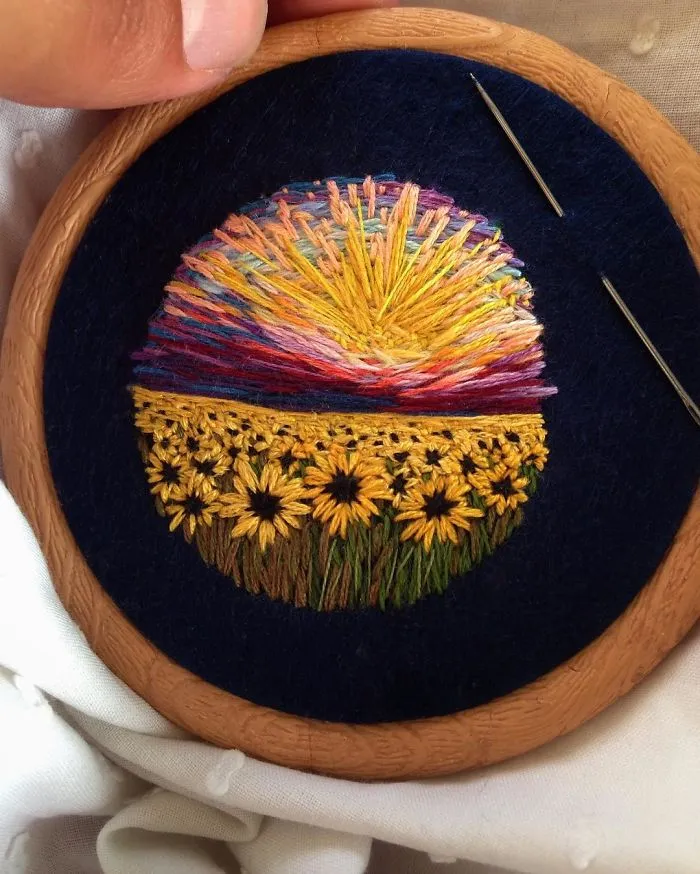 This Embroidery Artist Uses Thread Instead Of Paint To Create Amazing Landscape Scenes
