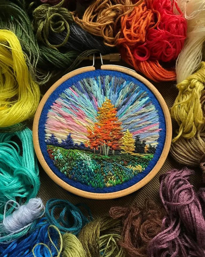 This Embroidery Artist Uses Thread Instead Of Paint To Create Amazing Landscape Scenes