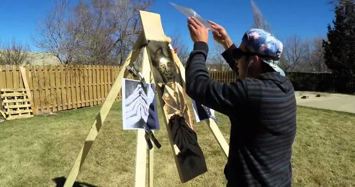Man Uses Sunlight To Burn Image Of Fallen Soldier Onto A Piece Of Wood