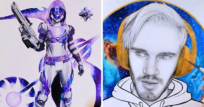 I Draw Nebula Themed Fan Art Using Coloured Pencils