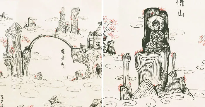 I Make These Pictures Of Mountain By Using Water-Ink-Pen Only