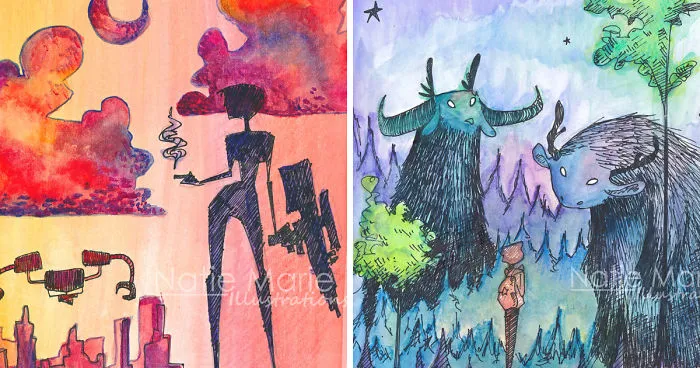 I Paint Whimsical Fantasy Scenes From Ink And Watercolour When I'm Not At Work
