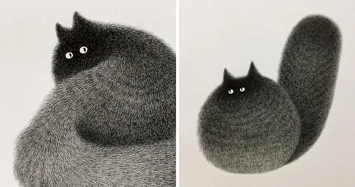 Malaysian Artist Creates Fluffy Cats Using Just Ink And The Result Looks Hauntingly Beautiful