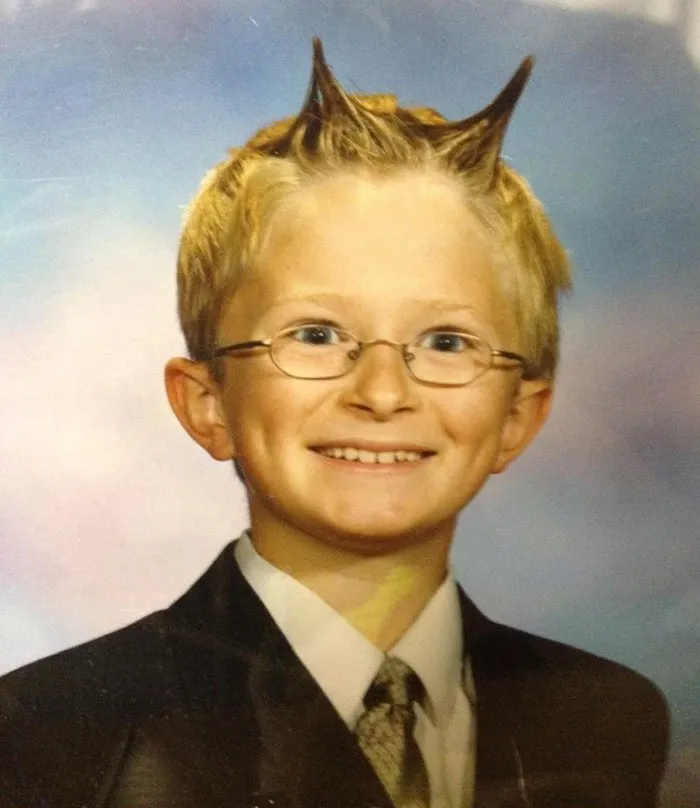 For My 2nd Grade Photo I Vouched For The Satan's-Child-Lawyer Look
