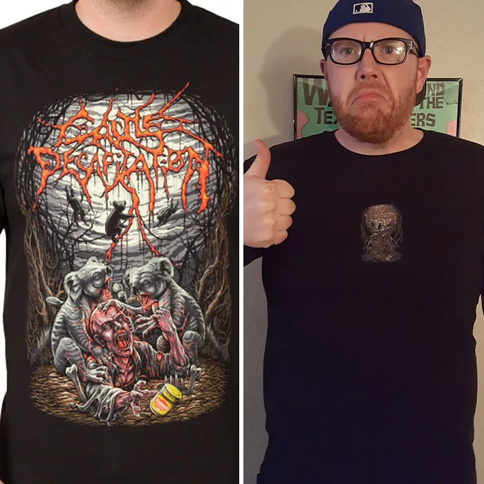 La camiseta en internet vs en realidad