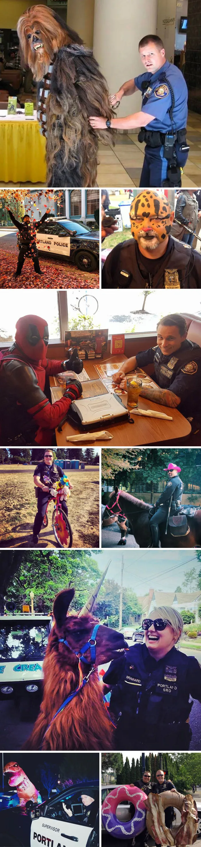 Policía de Portland disfrutando de su trabajo
