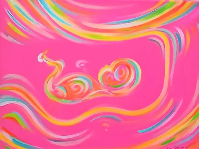 This Artist Transforms Black-And-White Sonograms Into Colorful Paintings