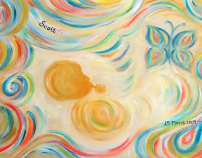 This Artist Transforms Black-And-White Sonograms Into Colorful Paintings