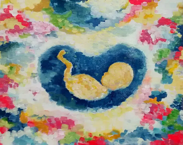 This Artist Transforms Black-And-White Sonograms Into Colorful Paintings