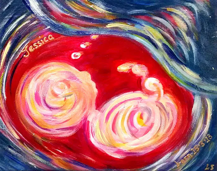 This Artist Transforms Black-And-White Sonograms Into Colorful Paintings