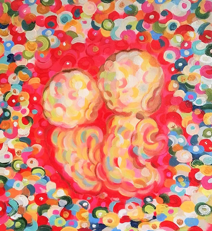 This Artist Transforms Black-And-White Sonograms Into Colorful Paintings