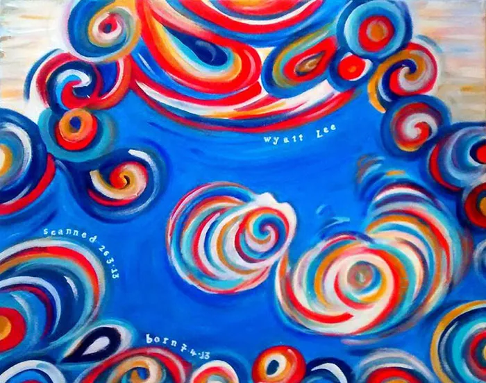 This Artist Transforms Black-And-White Sonograms Into Colorful Paintings
