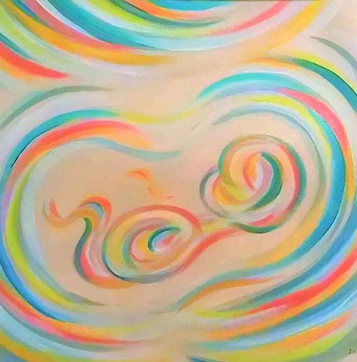 This Artist Transforms Black-And-White Sonograms Into Colorful Paintings