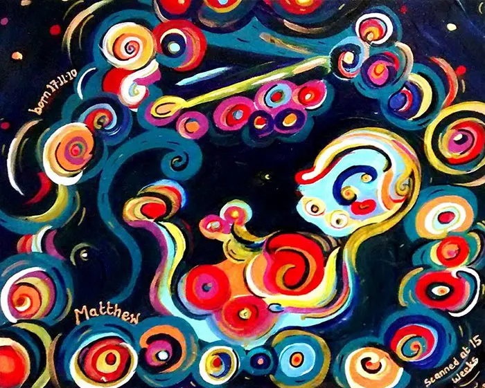 This Artist Transforms Black-And-White Sonograms Into Colorful Paintings
