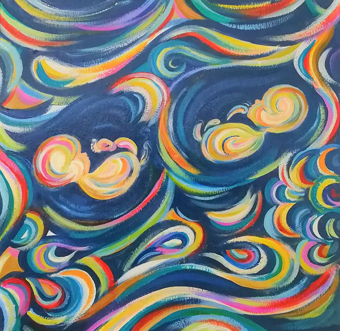 This Artist Transforms Black-And-White Sonograms Into Colorful Paintings