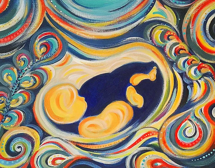 This Artist Transforms Black-And-White Sonograms Into Colorful Paintings