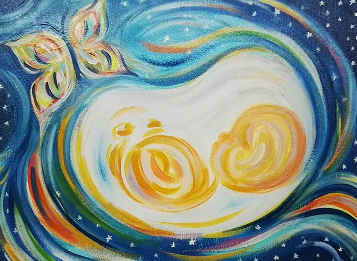 This Artist Transforms Black-And-White Sonograms Into Colorful Paintings