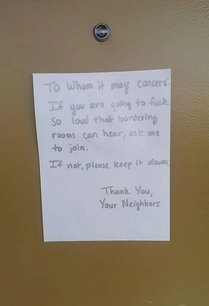 A Note From Our Dorm Room Neighbors