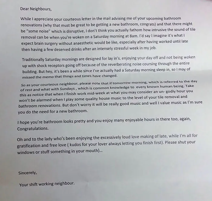 A Letter From A Passive-Aggressive Neighbour Dropped In Every Mailbox In My Apartment Building