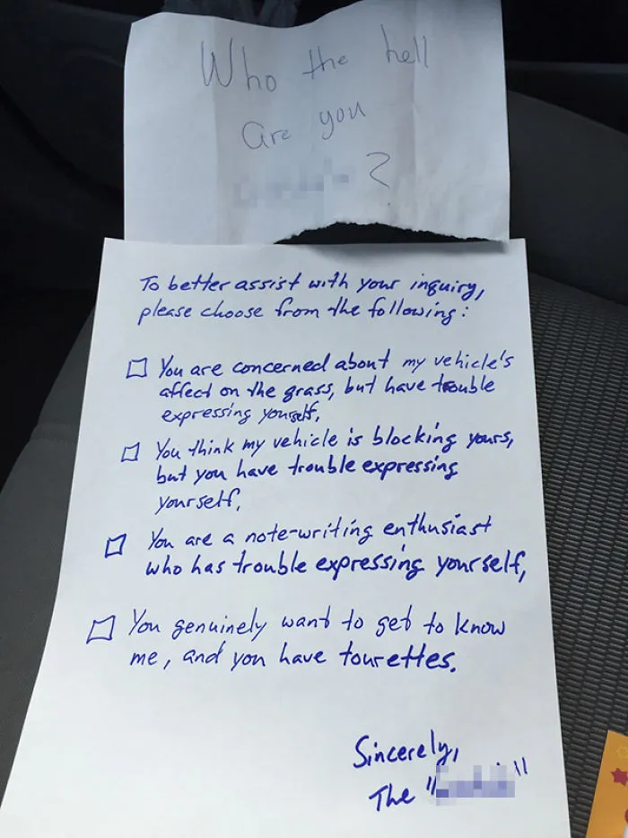 Someone Left A Passive-Aggressive Note On My Windshield, I Responded In Kind