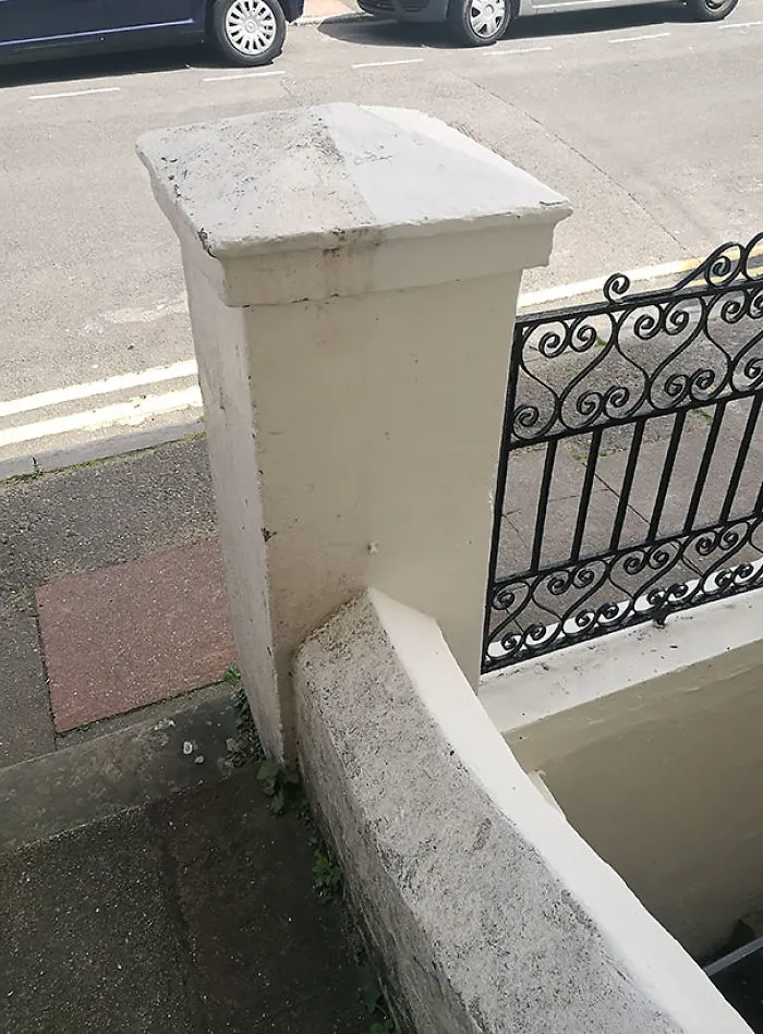Los vecinos limpiaron de forma muy precisa su lado del murete