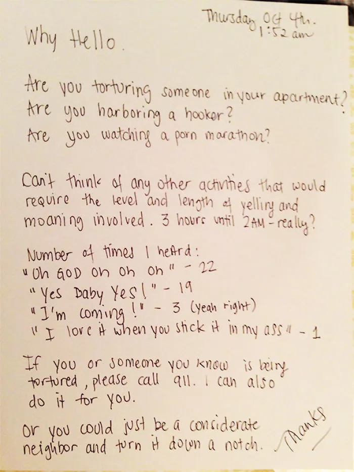 My Friend Just Moved Into A New Apartment And Left This Note On Her Neighbor's Doorstep