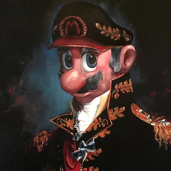 Este artista sigue pintando personajes de la cultura pop en viejas pinturas de 2ª mano (Nuevas imágenes)