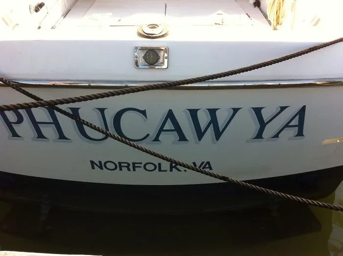 Funny creative named white boat 