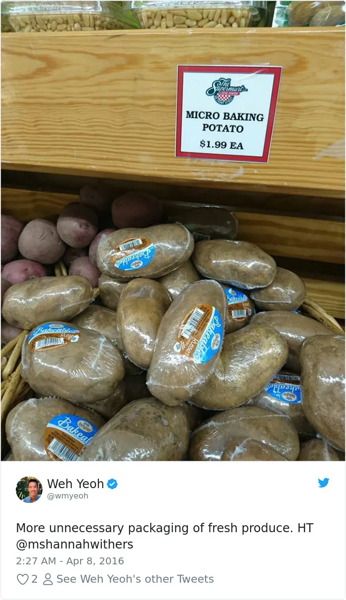 Patatas envueltas individualmente