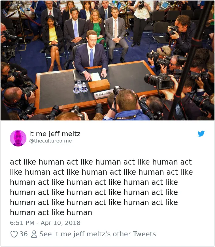 58 Hilarious Ways The Internet Trolled Mark Zuckerberg Testifying Before Congress