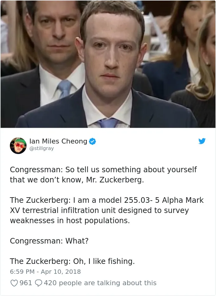58 Hilarious Ways The Internet Trolled Mark Zuckerberg Testifying Before Congress
