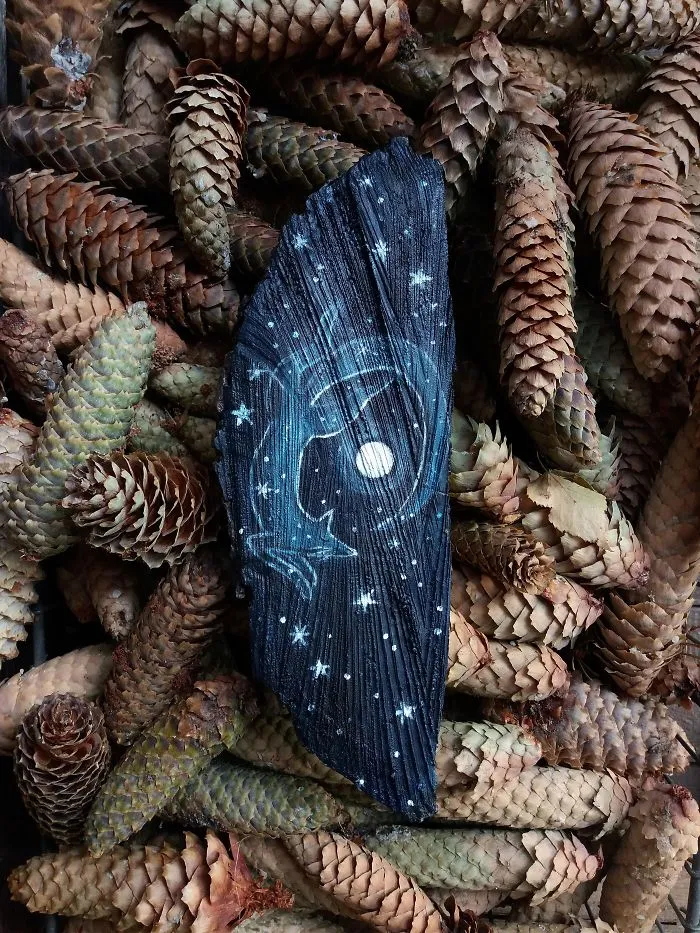 I Paint Magical Starry Scenes On Scavenged Wood (30 Pics)