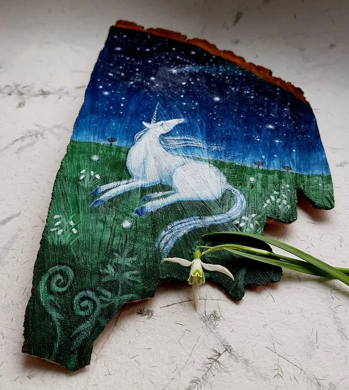 I Paint Magical Starry Scenes On Scavenged Wood (30 Pics)