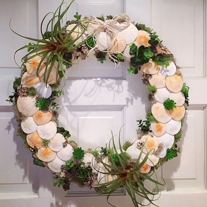 Sand Dollar And Succulent Wreath
