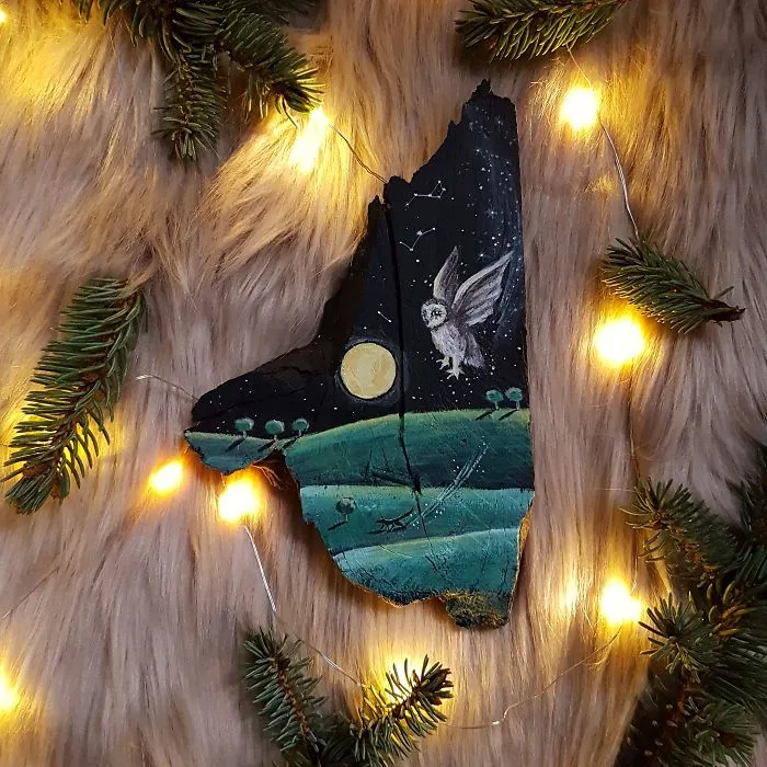 I Paint Magical Starry Scenes On Scavenged Wood (30 Pics)
