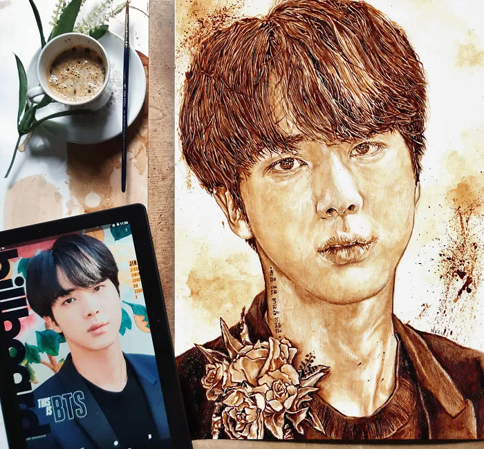 I'm Back At Drawing With Coffee Illustrations Of Bts