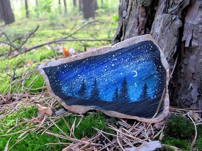 I Paint Magical Starry Scenes On Scavenged Wood (30 Pics)