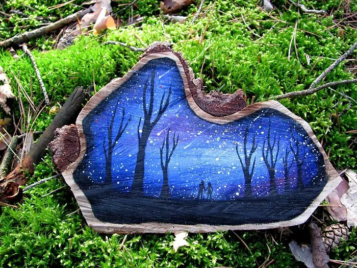 I Paint Magical Starry Scenes On Scavenged Wood (30 Pics)