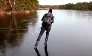Guy Skates On Thin Black Ice And The Sound It Makes Is Out Of This World